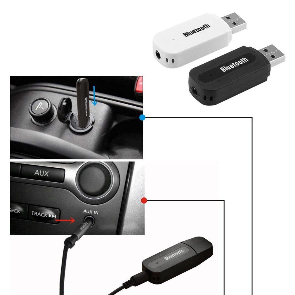 Draadloze Auto Usb Adapter 3.5Mm Jack Aux Muziek Stereo Receiver Bluetooth Zender Voor Mobiele Telefoon Auto Speaker