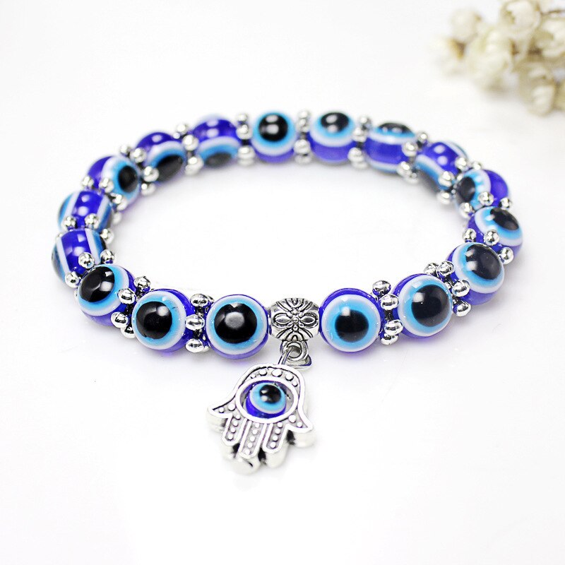 Unieke Blue Bead Bescherming Geluk Armband Sieraden Voor Mannen Vrouwen Bead Charm Armband Etnische Stijl Handgemaakte Sieraden