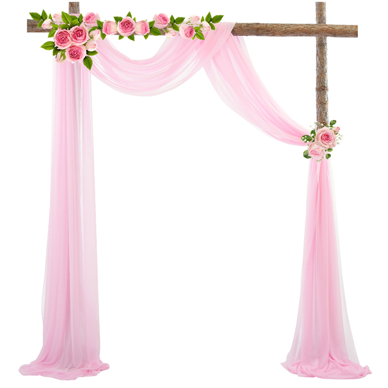 Bruiloft Boog Drape 29 "Breed 6.0 Yards Chiffon Stof Draperen Gordijn Draperie Ceremonie Receptie Swag: 1 Panel Pink