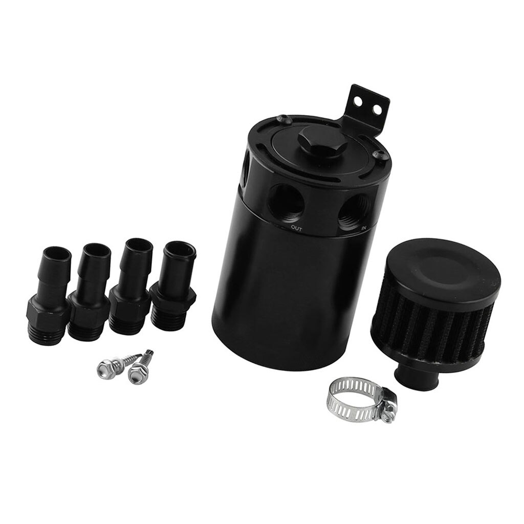 Universal 3-Port Oil Catch Can Tank Engine Air Oil Separator Tank Reservoir Kit OCC042(Black)