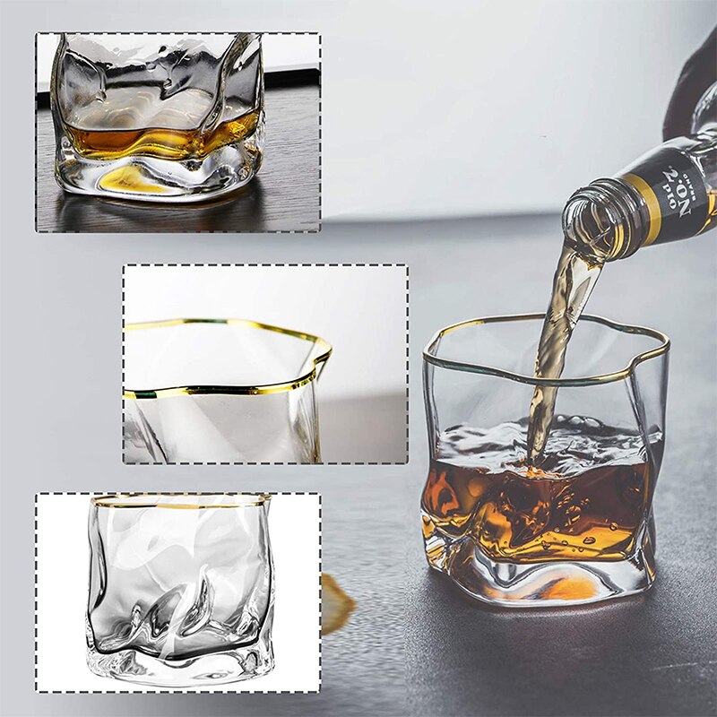Irregular Shape Whiskey Glasses Artwork Wrinkle Whiskey Cognac Brandy Snifters Cup XO Tumbler Crystal Whiskey Glasses