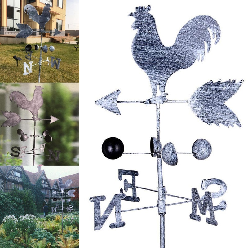 Traditionele Haan Weathervanes Iron Cock Windvaan Wind Snelheid Richting Indicator Tuin Yard JS23: Default Title