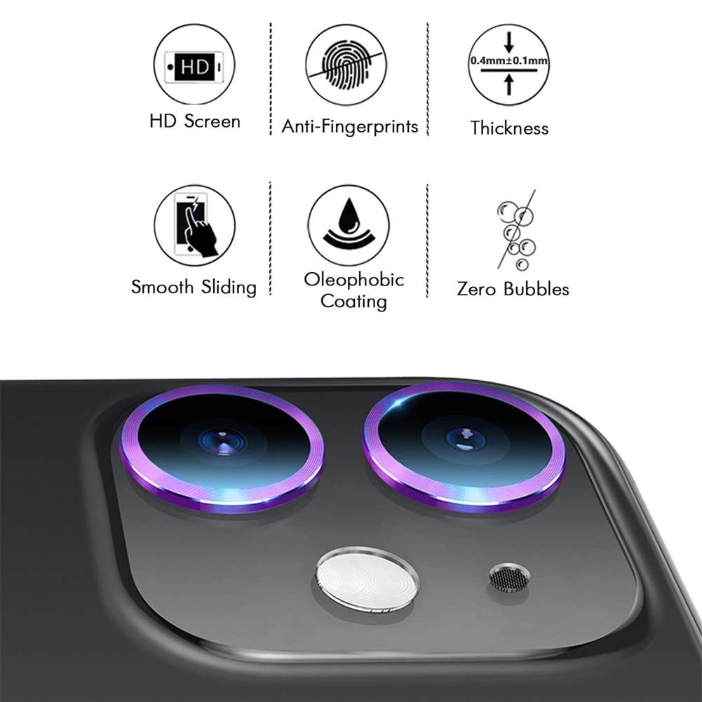 3 piezas de Protector de la caja del anillo de la Lente de la cámara trasera del teléfono para el iPhone 11 Pro Max