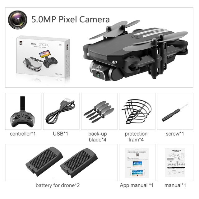 Pocket Drone With HD Camera LED Lights LS-MIN Dron Quadcopter 5.0MP/4K Altitude Hold Mode FPV WiFi Mini Drone Profissional Drone: 1080P Black 2B Box