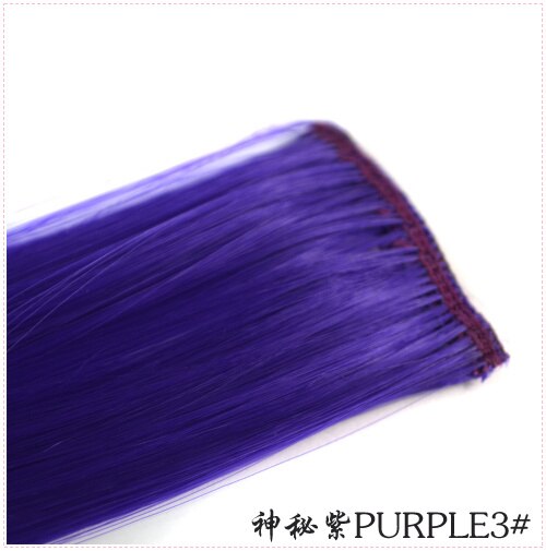 LIHUI-extensiones de cabello sintético para mujer, mechones de pelo largo y liso, con Clip, para resaltar, Color arcoíris, Color rosa: PURPLE3