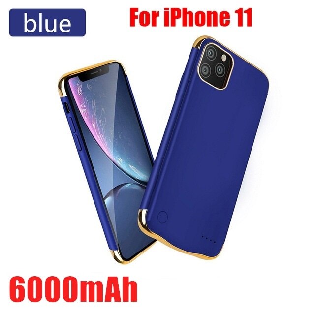 10000mAh Battery Charger Case Powerbank For iPhone 11 Pro iPhone 12 Pro Max iPhone 11 Pro Max Power Bank Battery Charging Case: i11 Blue