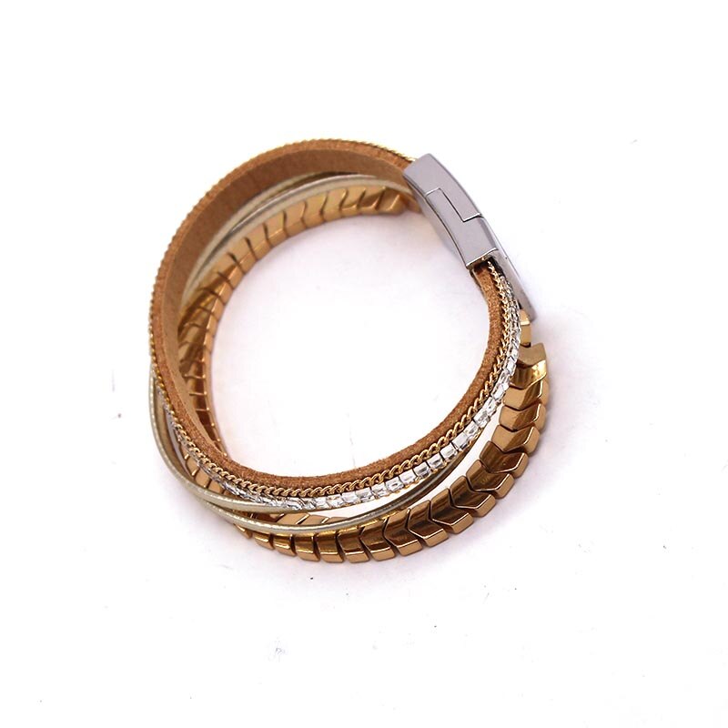 Totabc flerlags læderarmbånd til kvinder femme cool lås armbånd wrap armbånd magnet metal pulseira smykker