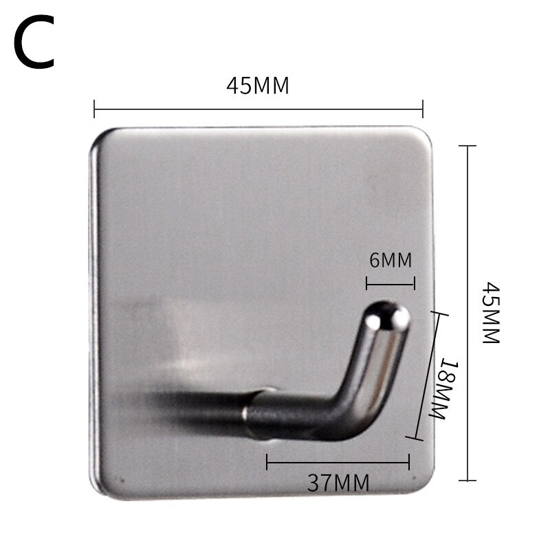 Geen schroef nodig moderne 304 roestvrijstalen zelfklevende badkamer vierkante handdoekhaak jas hoed deurhaak hanger badkameraccessoires