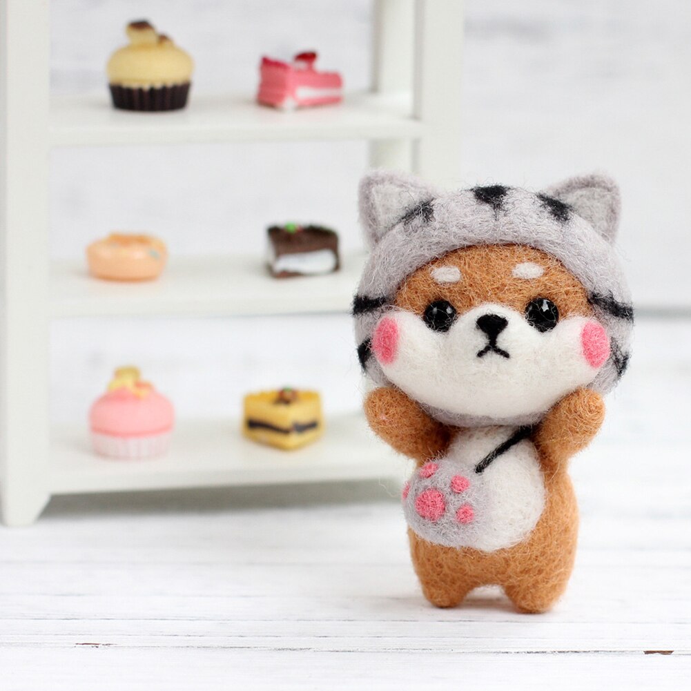 14x10x6cm manualidad de fieltro de lana DIY muñeca encantadora sin terminar Poked Set Kit para manualidades para Material de aguja bolsa paquete DIY juguetes: e