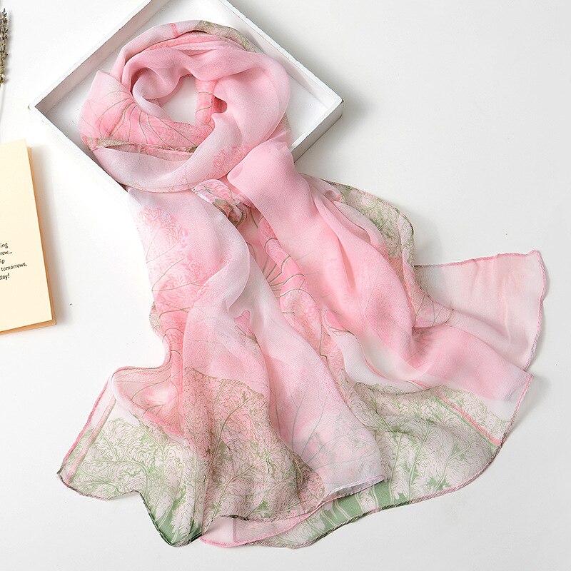 Multiple Colour Lotus leaf Flower Chiffon Georgette Bandana Scarf Women Foulard Long Shawl Summer Hijab 50*160CM