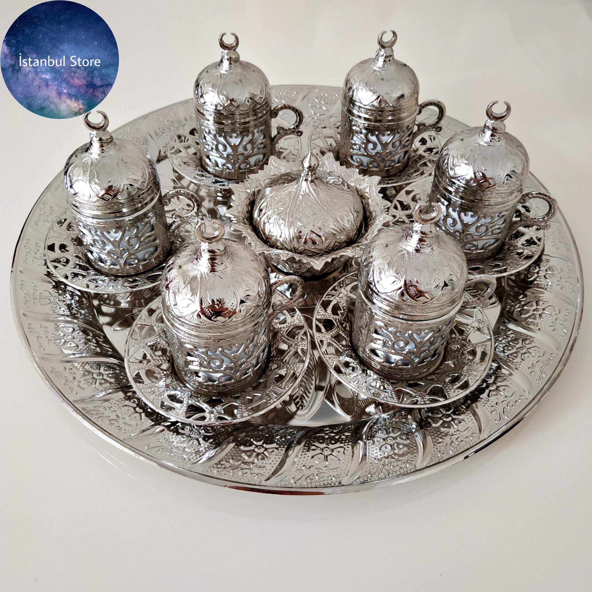 Copper Coffee Set 1-2-6-Piece Coffee Cup Set Made of Copper Silver Color Coffee Cup Porcelain Cup Set Espresso Glass Coffee Cup