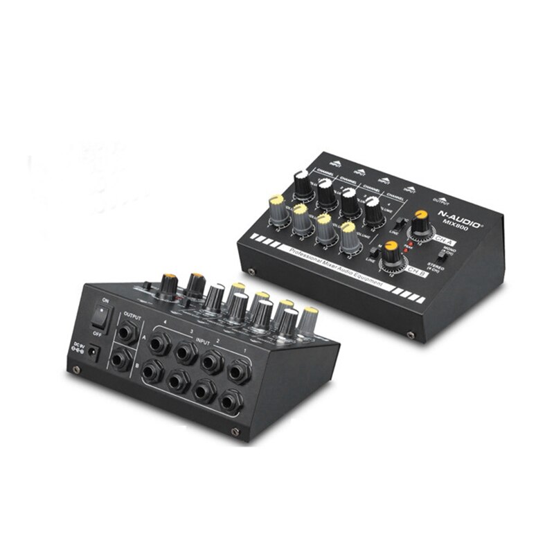 4 / 8-Channel Mini Mixer 4-Channel Line Mixer Reverb o Mixer EU plug