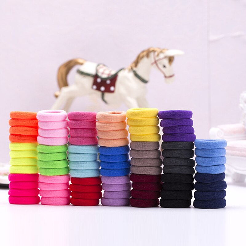 100Pcs Candy Color Elastic Hair Band Ties Mixed Hair Rope Ponytail Holders Women Girl's Hair Tie Rubber Bands Kids Headwear