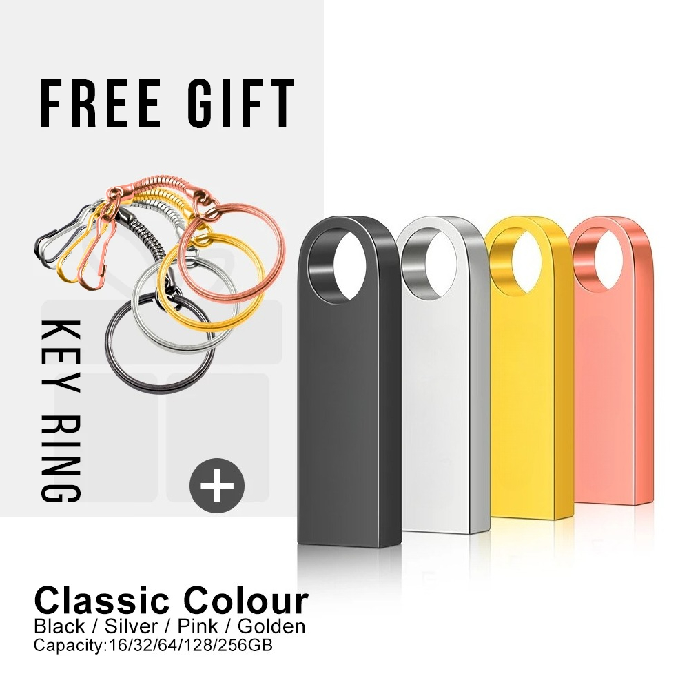 Metal USB 3.0 Flash Drive 128GB 64GB Silver High Speed ​​Pen Drive 32GB 16GB Waterproof Memory Stick Keychain U disk Gold