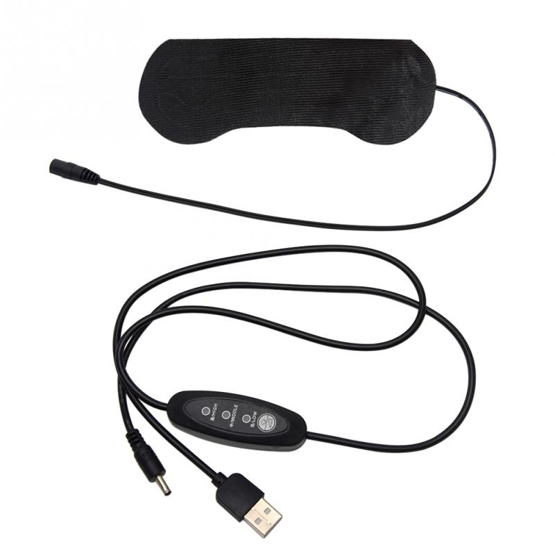 3 Gears USB Powered Heated Eye Cover Warm Therapy Travel Soft Unclog Glands Home Office Portable Stye Blepharitis Fatigue Relief