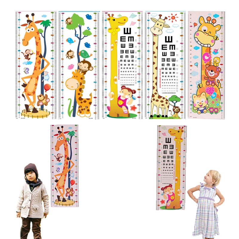 Cartoon Home Bedroom Visual Chart Nursery Decorations PVC Kids Height Chart 1Sheet Wall Stickers