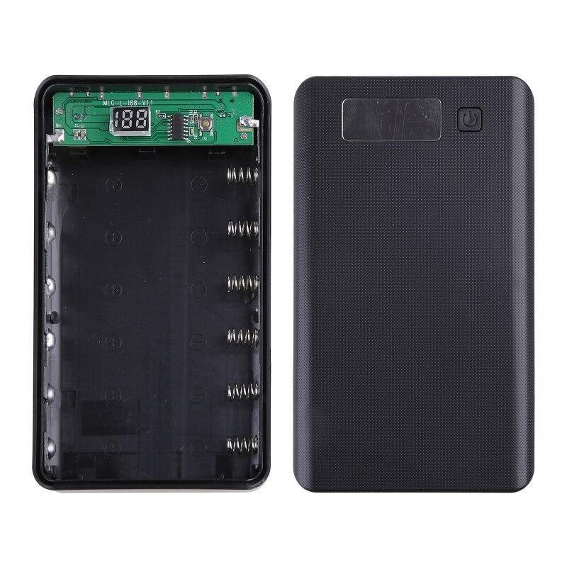 A6 lcd-displays, diy-batteriegehäuse ( 6 x 18650) , powerbank-gehäuse, tragbare externe box ohne batterie, powerbank-schutz: Schwarz