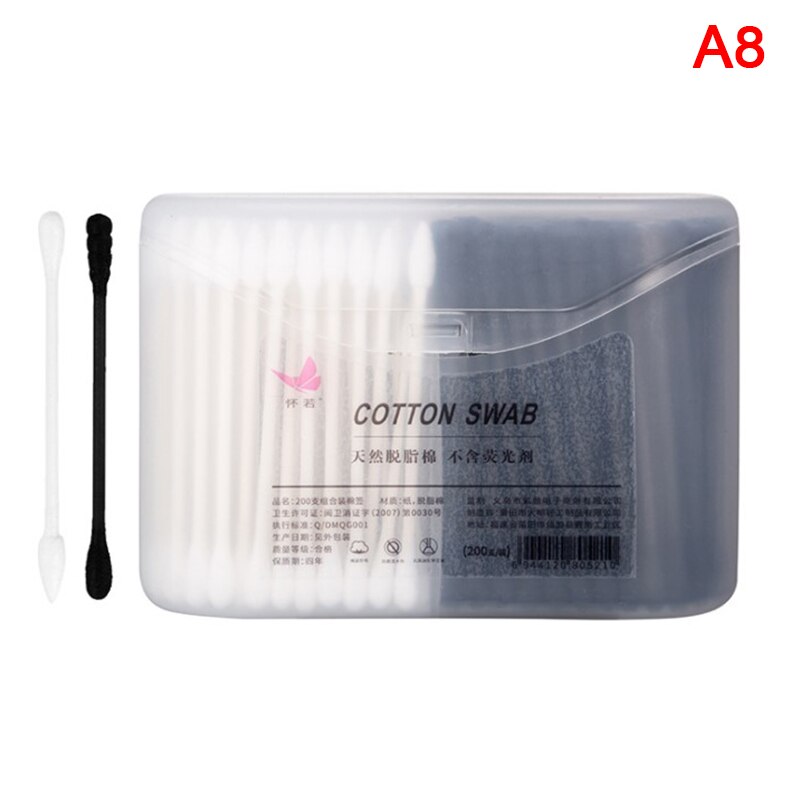 200pcs Makeup Cotton Swab Swab Household Disposable Double-Headed Boxed: A8