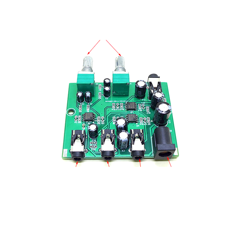 Stereo Audio Mixer Two IN Two Sound Source Volume Control For Headphone POWER Amplifiers Power AMP 2 Way Input Output: No shell