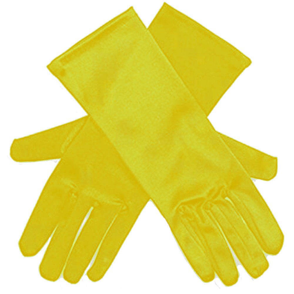 3-10Y Mädchen Satin- Handschuhe Schnee Königin Handschuh Prinzessin Kostüm für freundlicher Party, Hochzeit, Formale Festzug Geburtstag Party: Gelb