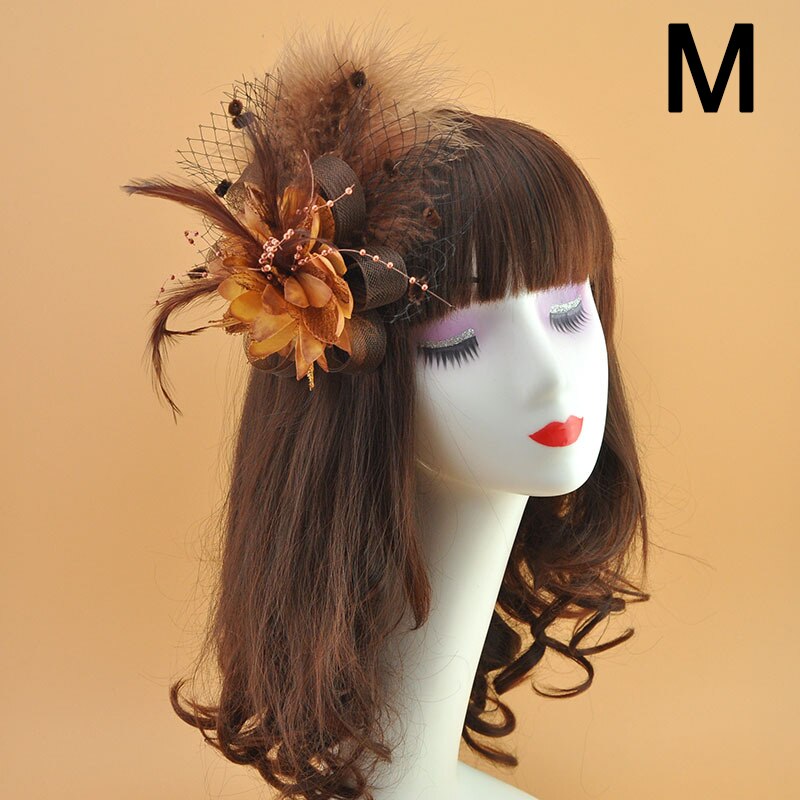 Mode Mesh Fascinators Hoed Vrouwen Wedding Cocktail Thee Party Solid Bloem Veer Tovenaar Hoofddeksels Bruids Haaraccessoires: M