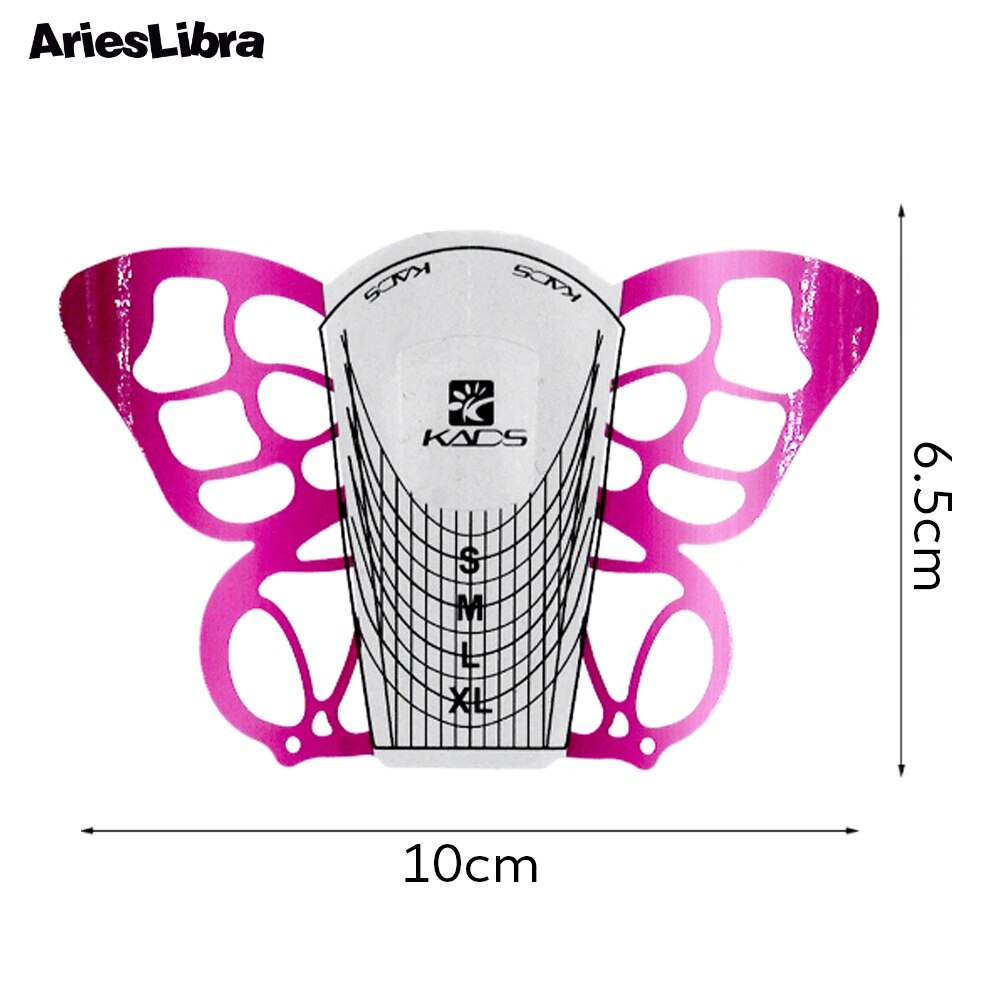AriesLibra 100pcs/Set Butterfly Nail Art Forms Nail Supplies Tools Nail Art Tip Extension Nail Forms Guide for Acrylic UV Gel