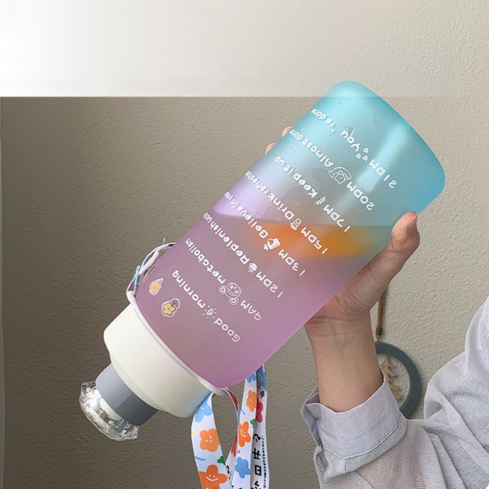 Báscula de tiempo esmerilada para estudiantes, botella de agua de plástico, taza de paja de gran capacidad, 18L