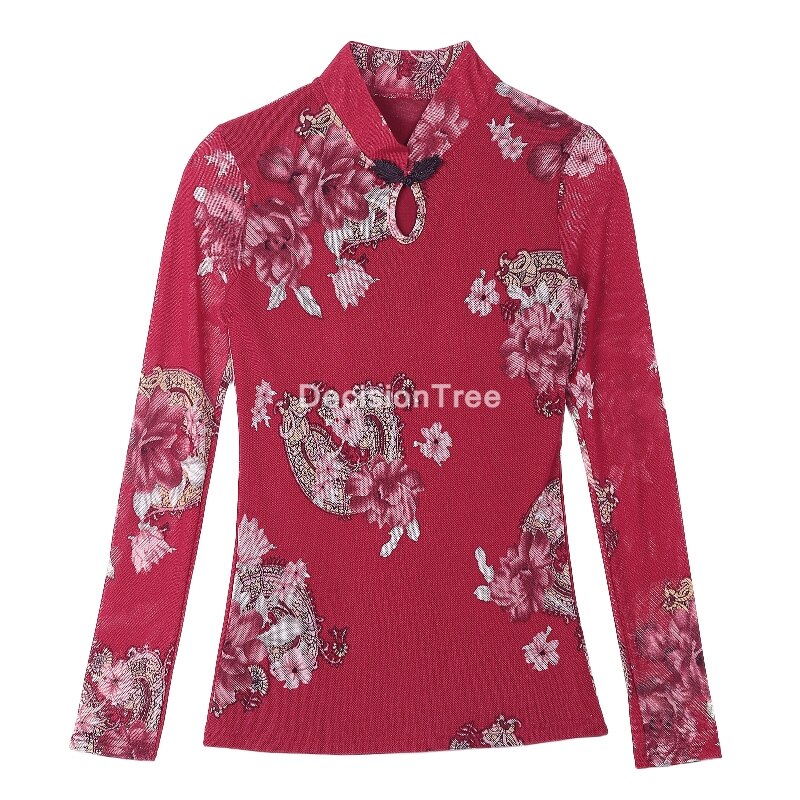Chinese Traditionele Kleding Vrouwen Klassieke Druk Tang Pak Qipao Shirts Hanfu Etnische Vintage Party Chinese Cheongsam Top