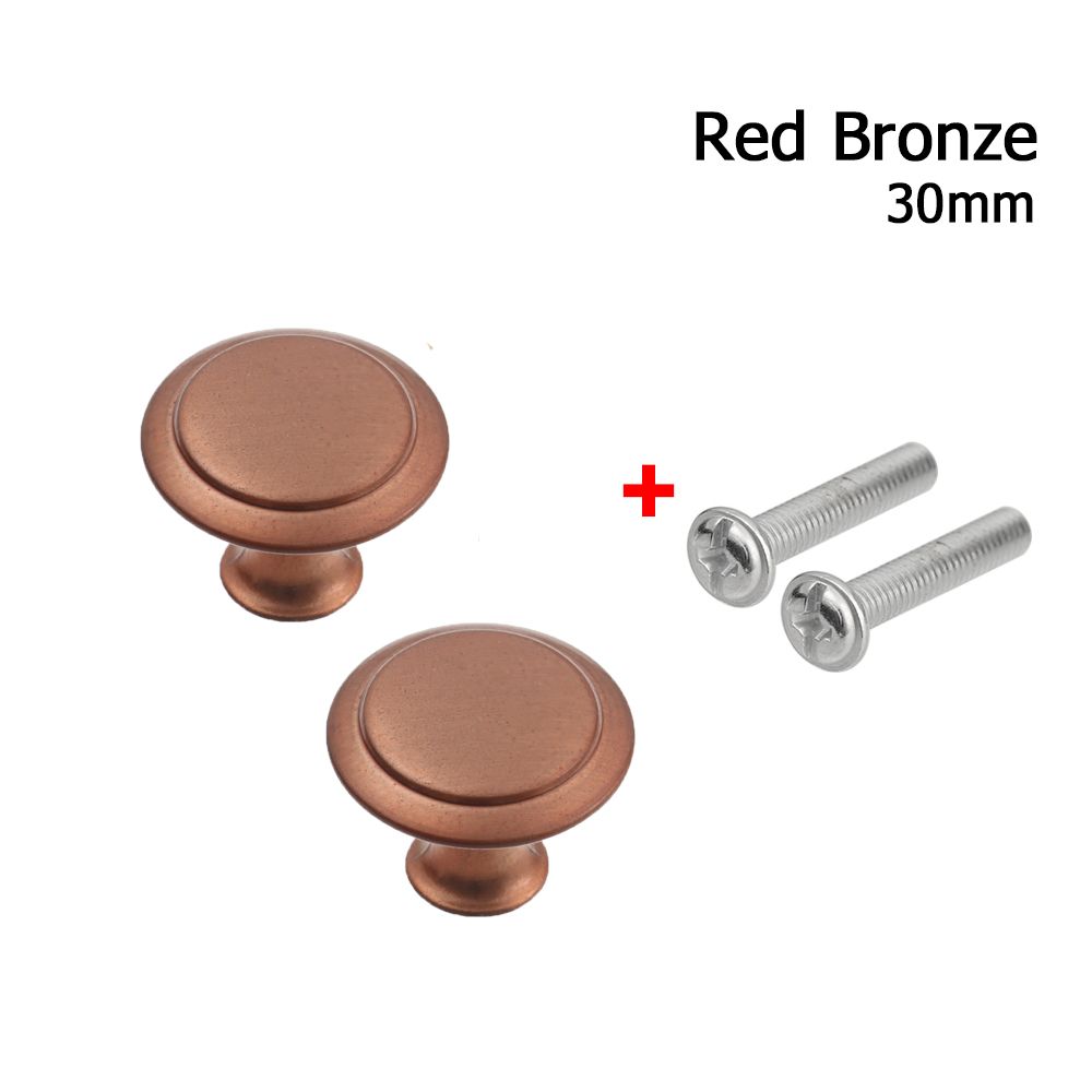 2Pcs/lot Closet Drawer Knobs Cabinet Handles Wardrobe Pulls Handle With Screw Wardrobe Furniture Hardware Kitchen Door Handle: 30mm-red bronze