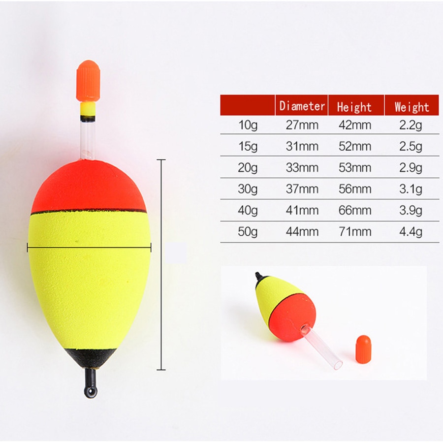 10Pcs/lot EVA Fishing Floats Set Sea Fish Float 10g-50g Bobber Night Luminous Sticks Belly Throw Rod Fishing Tackle Accessories