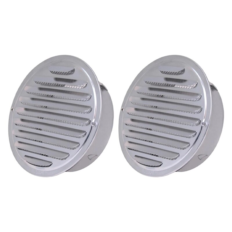 Campana de ventilación de aire de pared Exterior, rejilla de salida de conducto de aire gruesa, redonda, a prueba de lluvia, de acero inoxidable, HLZS-2 Uds.