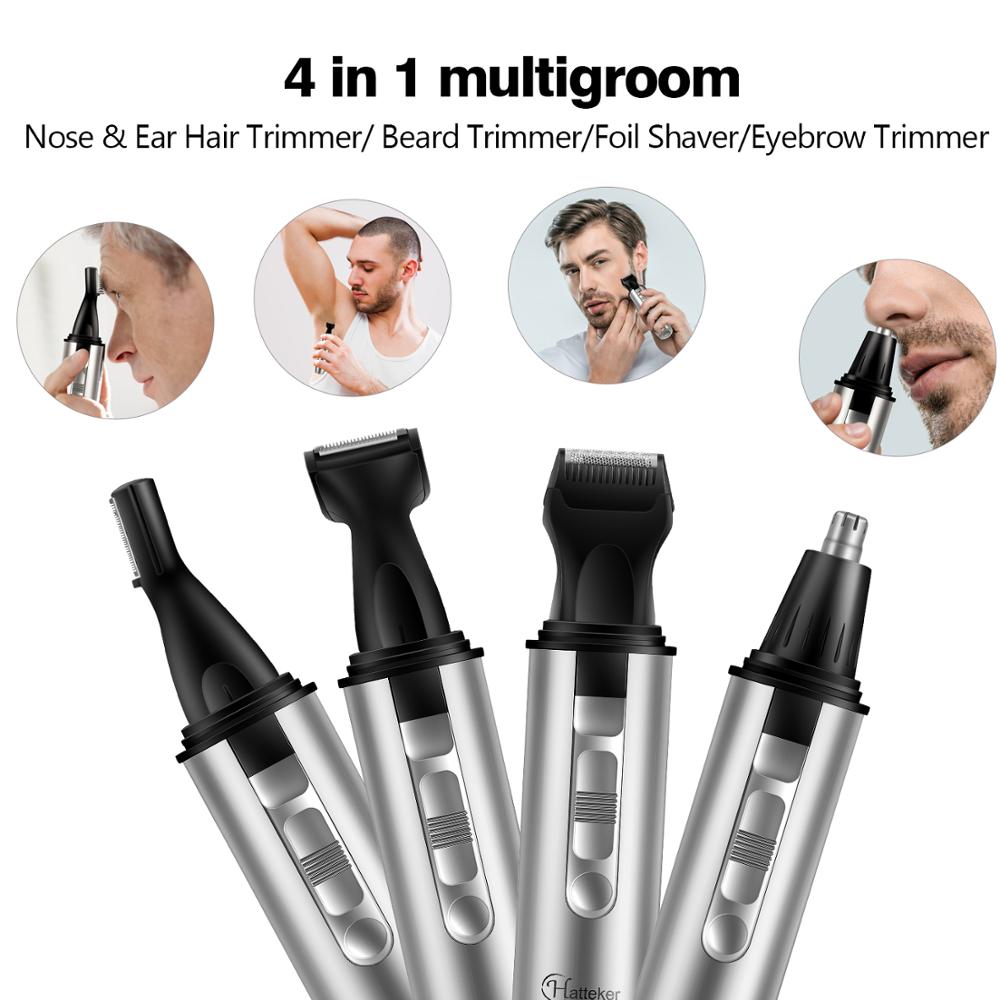 HATTEKER Nose Hair Trimmer 4 in 1 Multifunctional Nose hair cutting AA Battery Waterproof beard trimmer for men micro tondeuse