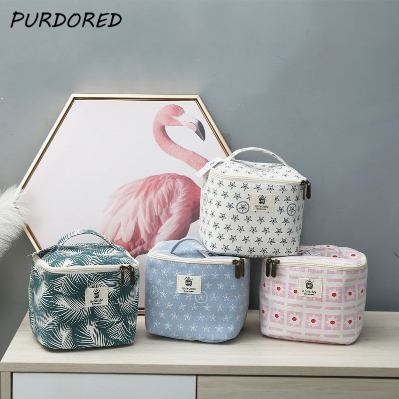 PURDORED 1 Pc Large Cosmetic Bag Korean Style Women Makeup Organizer Case Travel Make Up Bag Case Necessaries Toiletry Bag