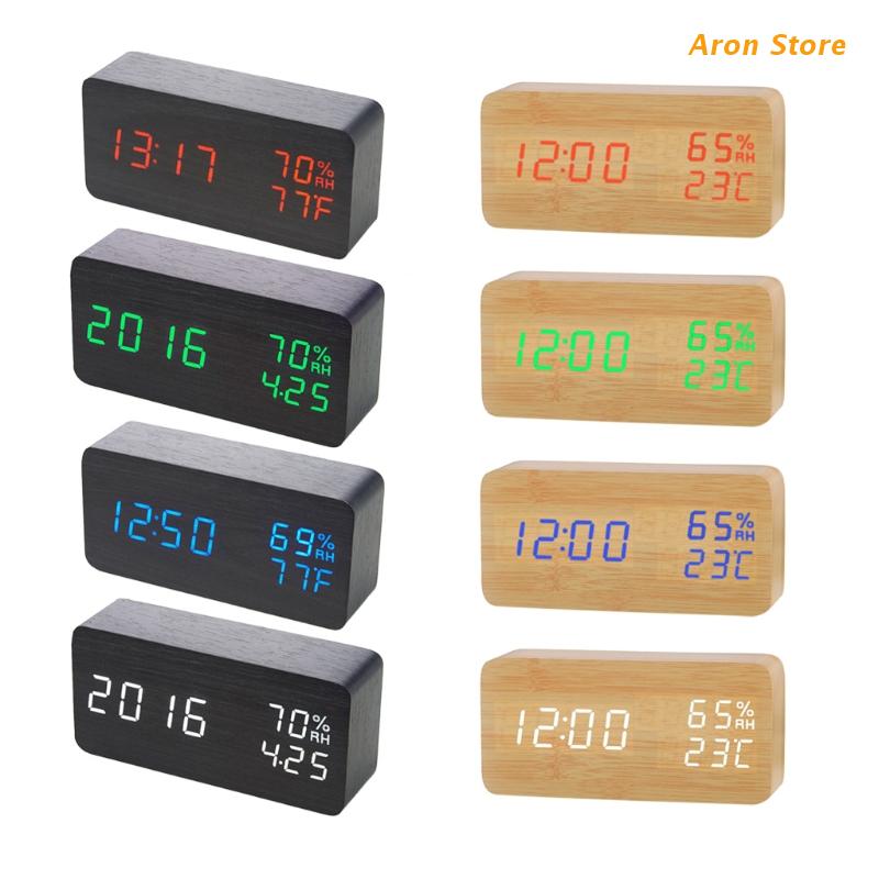 Multifunction Alarm Clock in Wood Digital Alarm Clock Prevent Being Late and Sleeping Home Decoration