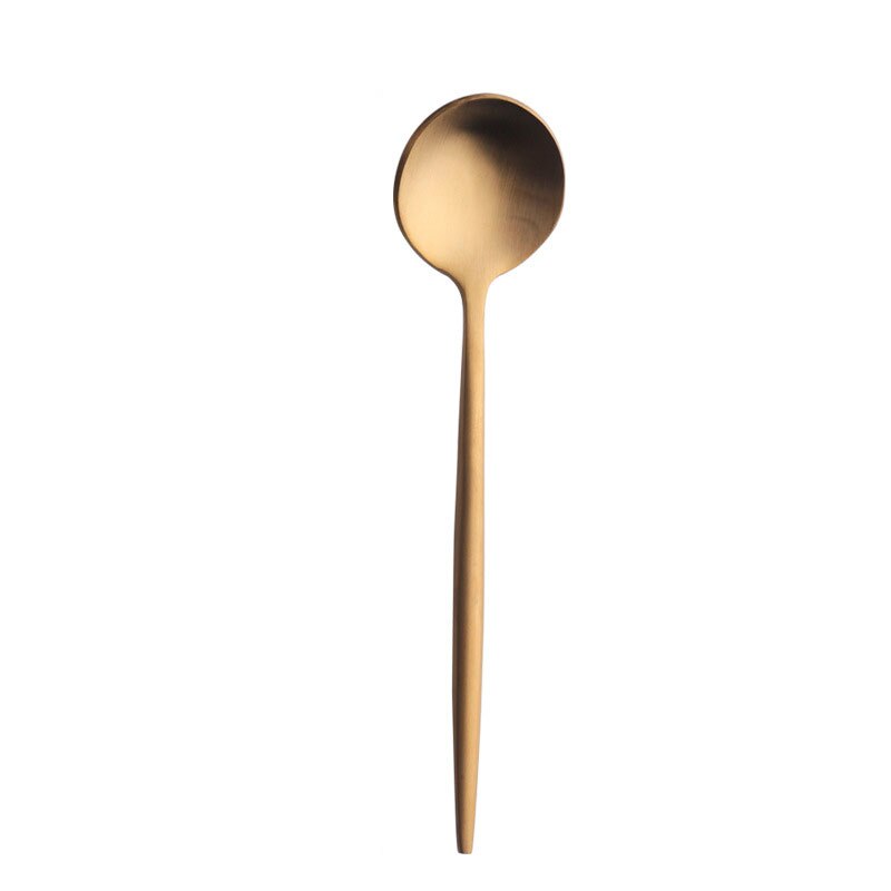 7 Colors Tea spoons Stainless Steel Small Coffee Spoons Gold Tableware Cutlery Unique Gold Small Dessert Spoon: gold