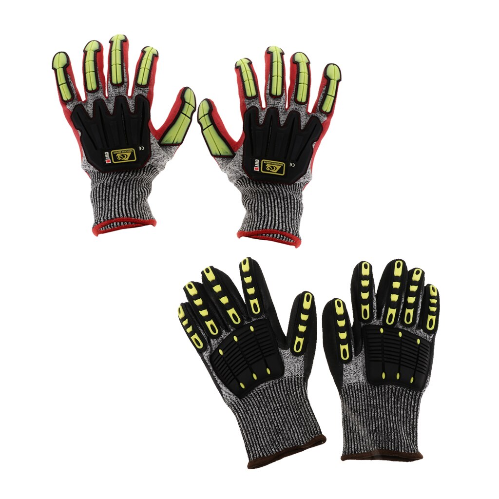 Shock Impact Safety Work Gloves Cut Tear And Puncture Resistant Mitts