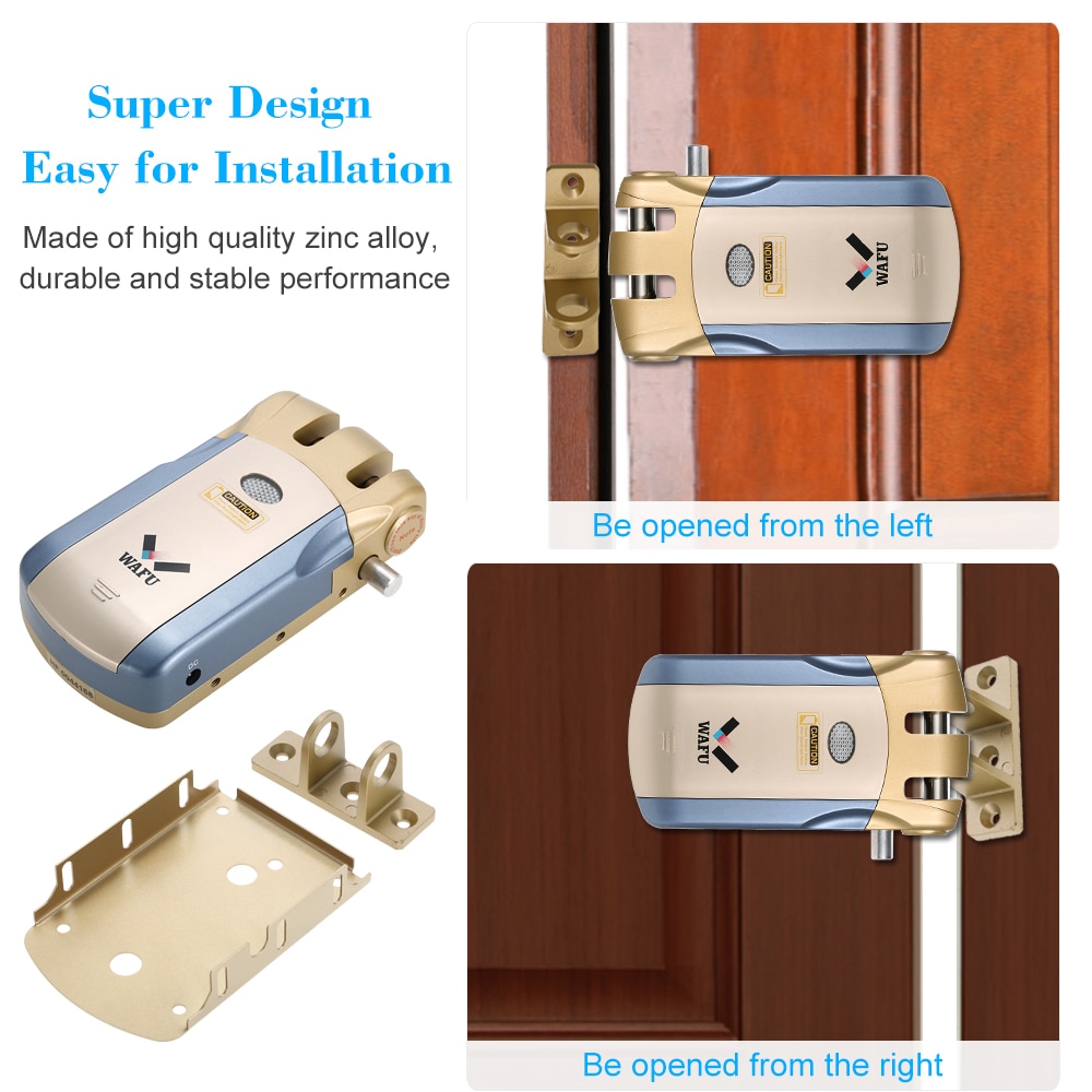 Wafu-cerradura inteligente de WF-018, cerrojo de Control remoto inalámbrico de seguridad, Invisible, sin llave, para puerta, aleación de Zinc, Metal, con 4 llaves remotas