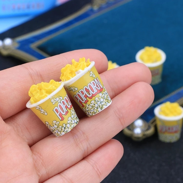 10 pièces 3D pop-corn alimentaire résine breloques pour boucle d'oreille bricolage accessoires de bijoux de