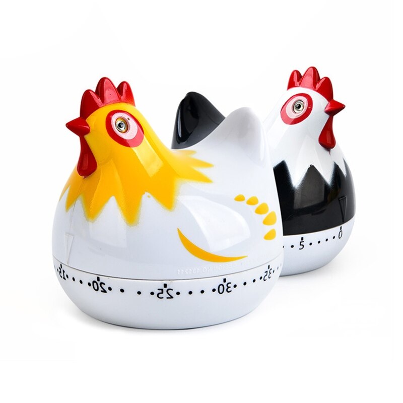 55 Minutes Novelty Chicken Kitchen Timer Mechanical Rotating Alarm for Cooking Baking Countdown Clock Reminder Tool