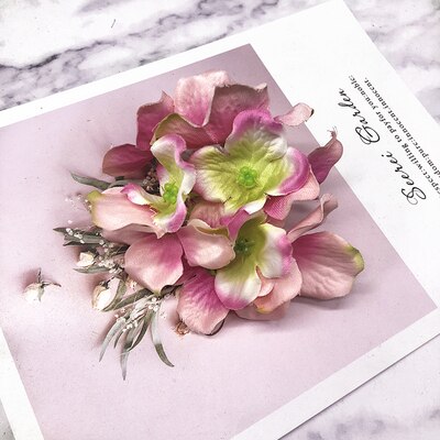 Yooromer 5 stk kunstig silke dekorativ hortensia headsdiy blomsterhoved silkeblomst til bryllup boligindretning blomst: Lyserød