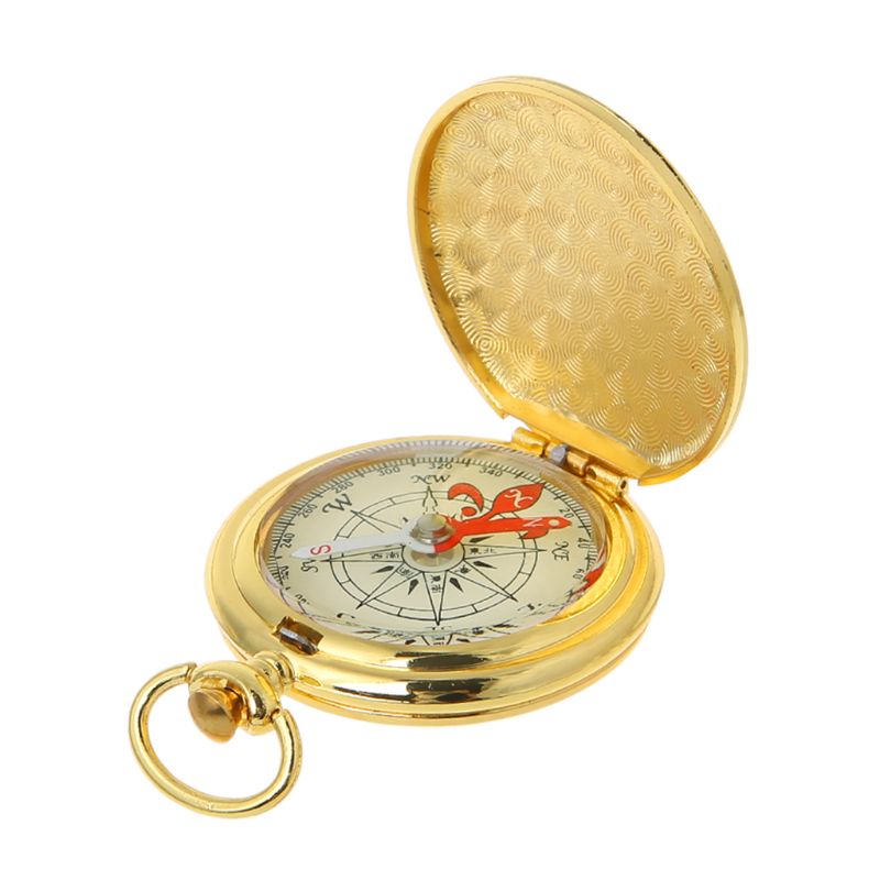 Relógio de bolso com flip bússola, portátil, caminhadas, navegação, bússola, luminoso no escuro, navegação, carro, bússola: gold