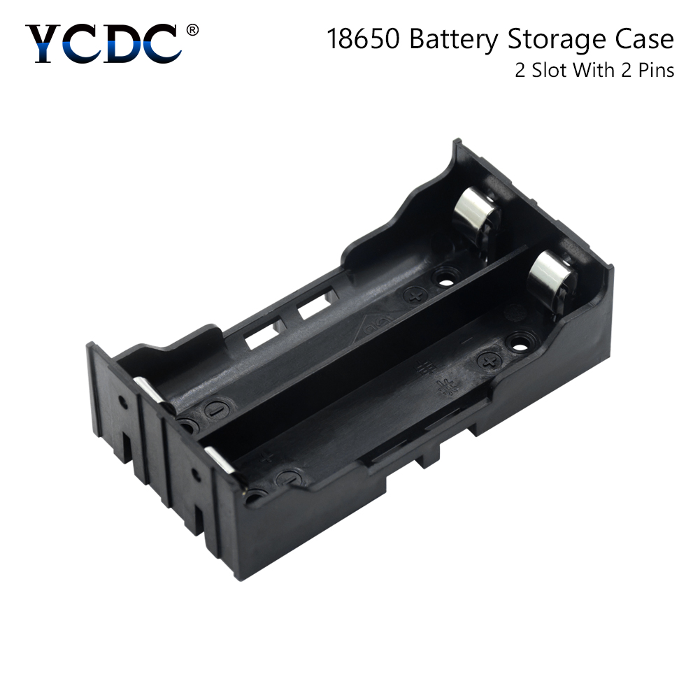 18650 Batterij Clip Opslag Geval Houder Container Met Hard Pins Voor 1/2/3/4x18650 batterijen 1X 2X 3X 4X Slots Plastic Case: 2x slots