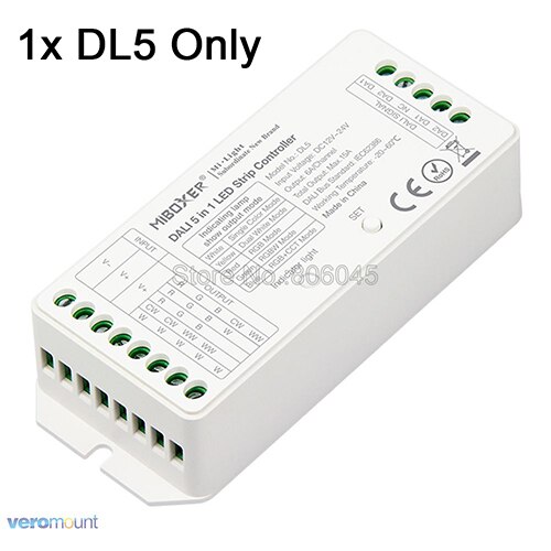 MiBOXER DC12-24V DL5 mando a distancia DALI IEC62386 señal de 180W/12V 360W/24V 5 en 1 atenuación/RGB/RGBW/RGBWW/AAC controlador de tira LED: DL5 Only