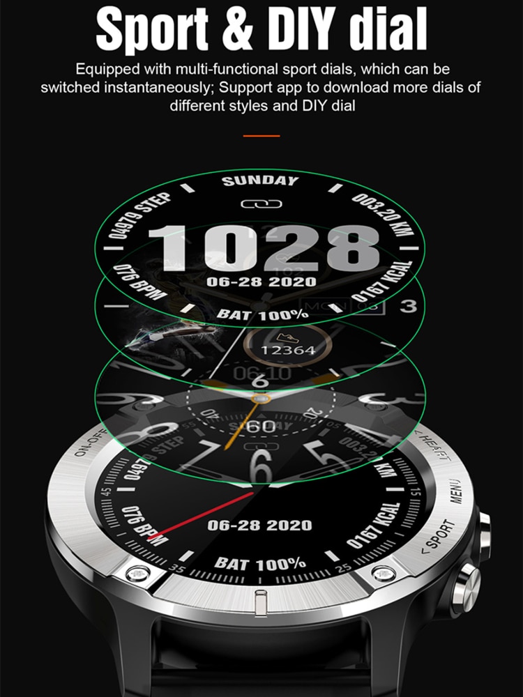 Buitensporten smartwatch hartslagmeter  ip68 waterdichte smartwatch heren fitnesstracker met lange batterijduur