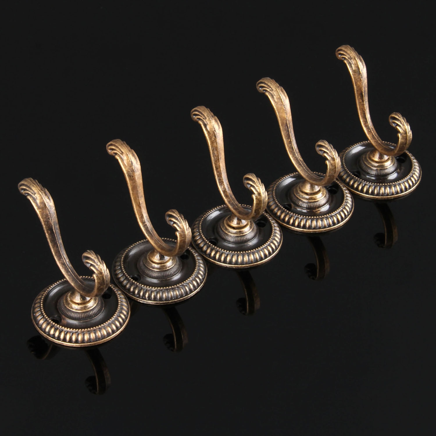 5 Pcs Zinklegering Brons Enkele Haak Antieke Deur Hanger Haken Vintage Badkamer Muur Hanger Muurhaken (Met Schroeven)