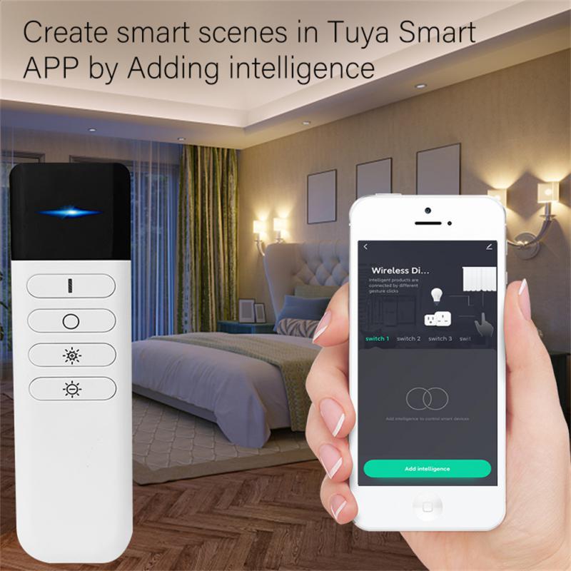 Tuya ZigBee Smart Wireless Scene + Dimming Switch Wireless Scene Controller Switchable 4-key Dimming Works With ZigBee Gateway