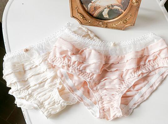 2nd Free M L Lolita Sexy Sweet Cute Unique Ruffles Cotton Panties Underwear Brief Lingerie WP658