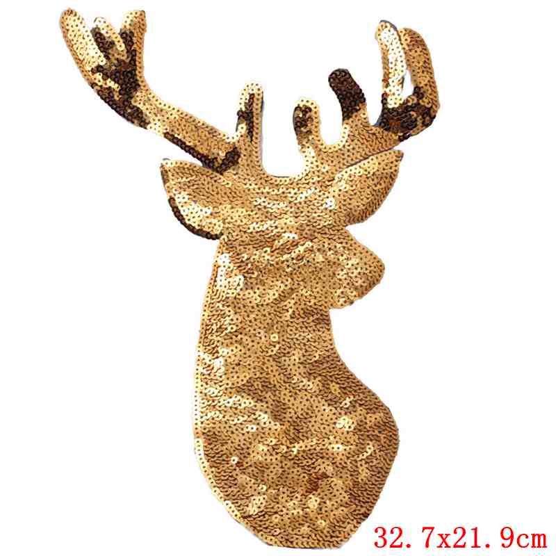 Prajña Kerst Herten Patch Gold Sliver Sequin Patches Voor Kleding Ijzer Op Patches Voor Kleding Applique Stickers Decoratie Diy