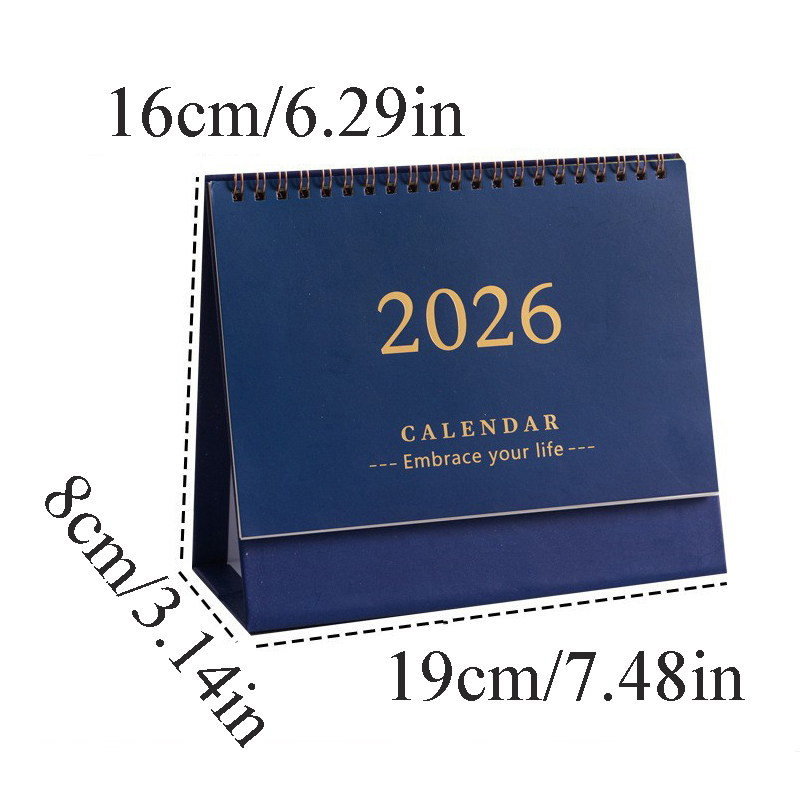 Mały kalendarz biurkowy 2026 Stojący kalendarz biurkowy z przewlekłą spiralią Kalendarz stojący 2025.07-2026.12