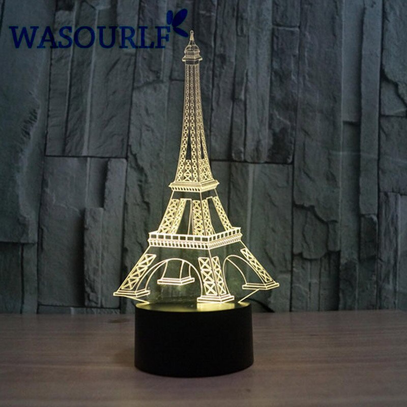 3D acrylique tour Eiffel veilleuse lampe charge luna lumière meilleur noël anniversaire rond lumière